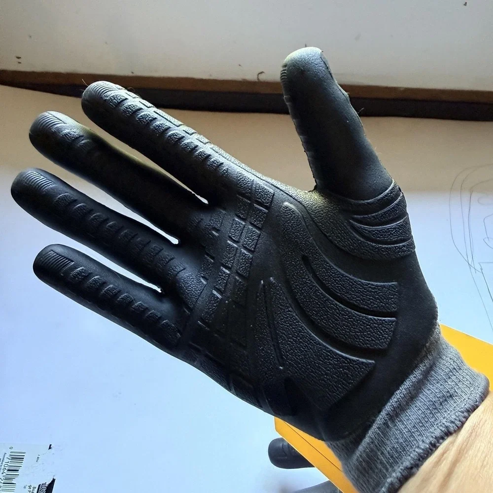 Carhartt Gloves Mens Large Black Knit Grip Work Lightweight Stretch Non Slip